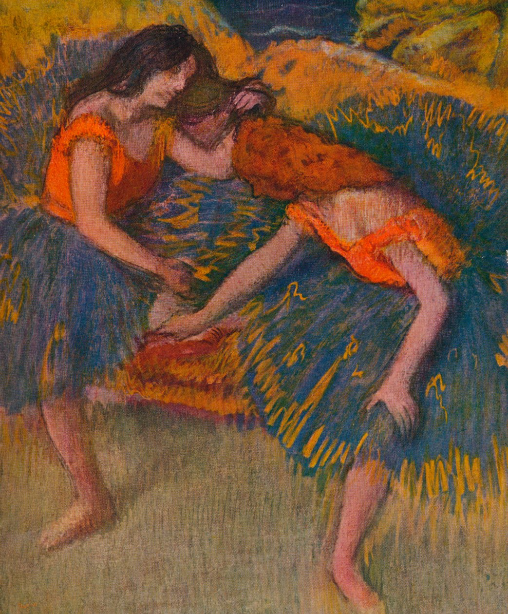 Sarı Korseli İki Dansçı, c1902 by Edgar Degas