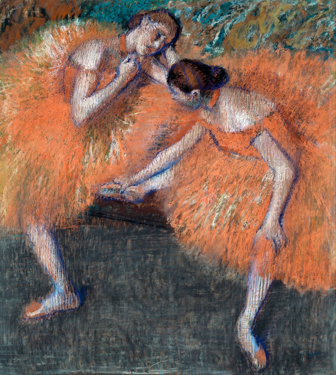 Edgar Degas (1834-1917) tarafından 1898 dolaylarında "" İki Dansçı "" (İki Dansçı) çizimi Dim 95.5x87 cm Dresden Devlet Sanat Koleksiyonları Dresden by Edgar Degas