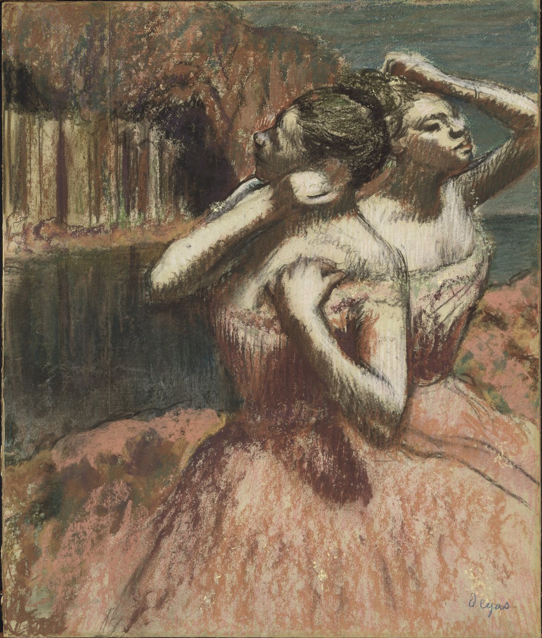 Deux danseuses - İki Dansçı, Degas, Edgar (1834-1917). Kağıt üzerinde pastel. Ebat : 63,5x53 cm. Ulusal Müze Stockholm by Edgar Degas