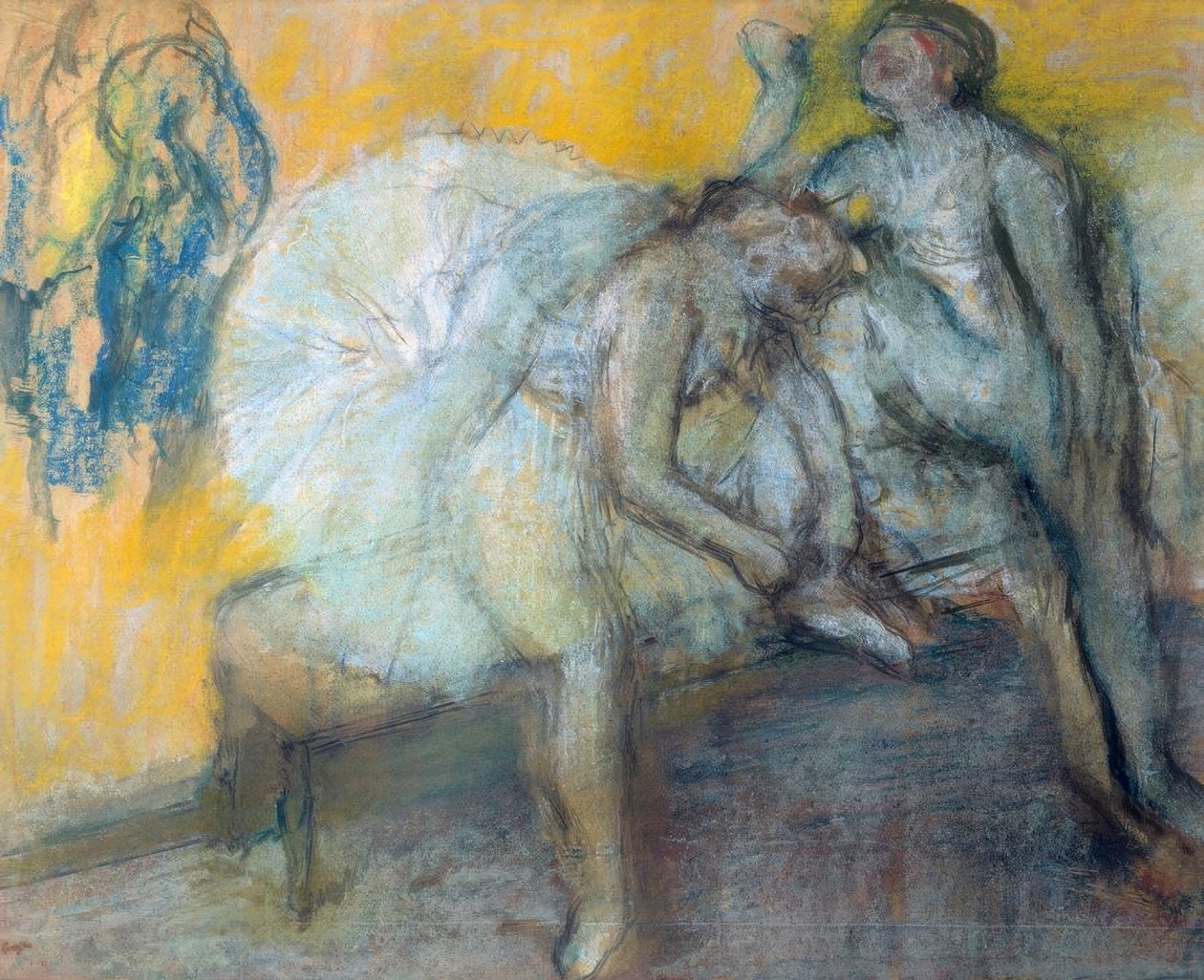 Dinlenme sırasında iki dansçı by Edgar Degas