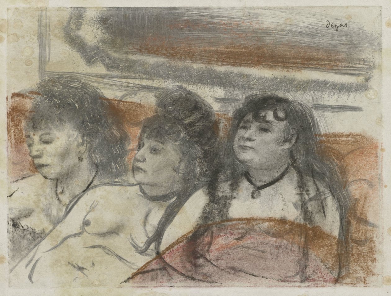 Bir genelevde üç kadın Trois eşek doldurur by Edgar Degas