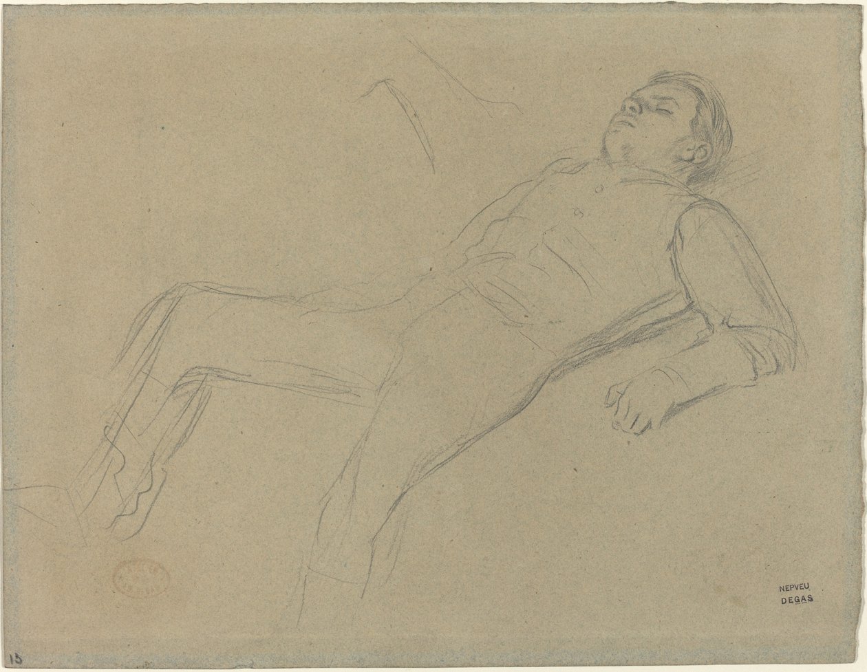 Engelli Koşu Sahnesi için Düşmüş Jokey çalışması: Düşmüş Jokey, c. 1866. by Edgar Degas