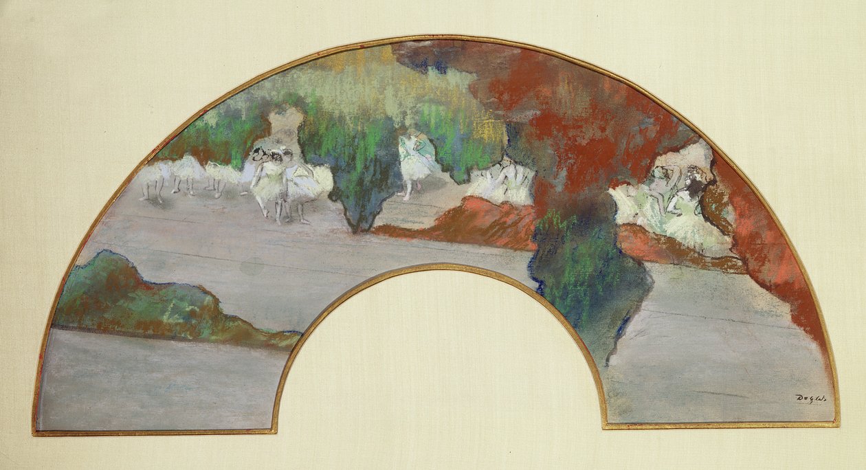Fan, c.1879 (ipek üzerine guaj ve pastel) by Edgar Degas