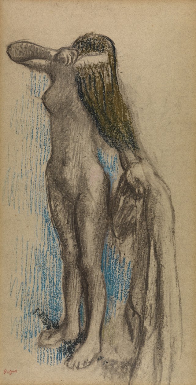 Saçını Tarayan Kadın, 1887-90 dolayları (kağıt üzerine karakalem ve kurşun kalem) by Edgar Degas