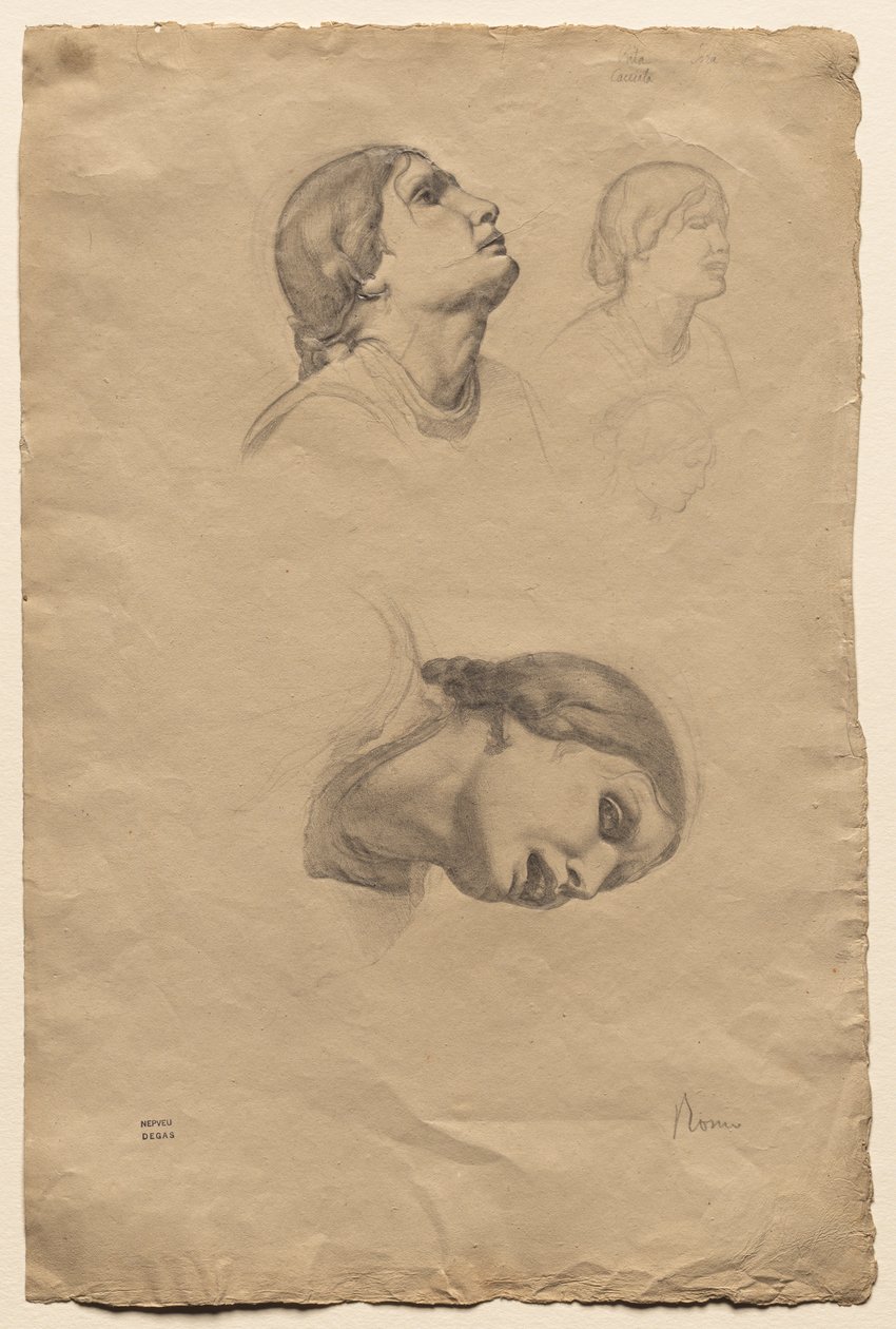Genç Bir İtalyan Kadının Başkanının Dört Çalışması, 1856. by Edgar Degas