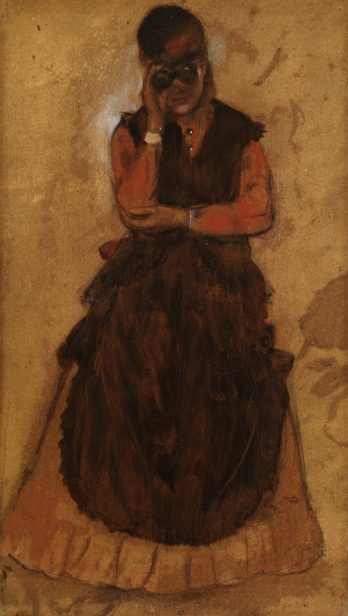 Opera Gözlüklerinden Bakan Kız (panel üzerine yağlıboya) by Edgar Degas