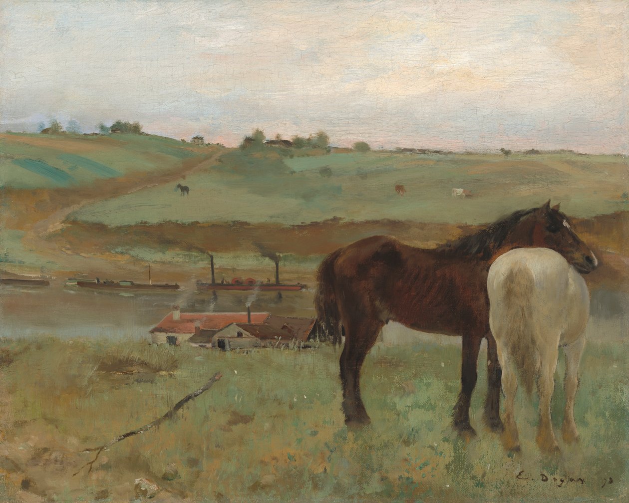 Çayırda Atlar, 1871 by Edgar Degas