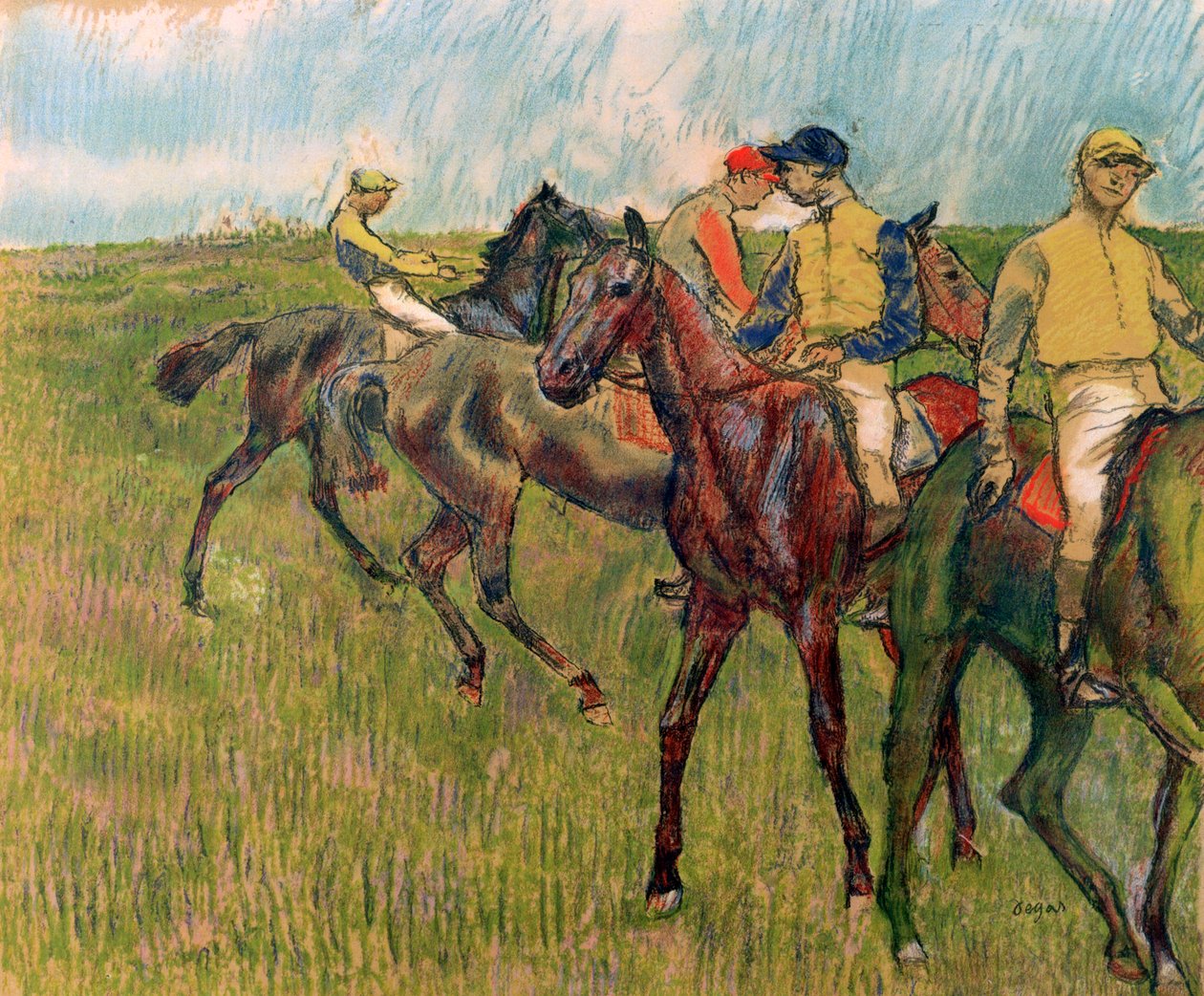Jokeyli Atlar, 1910 by Edgar Degas