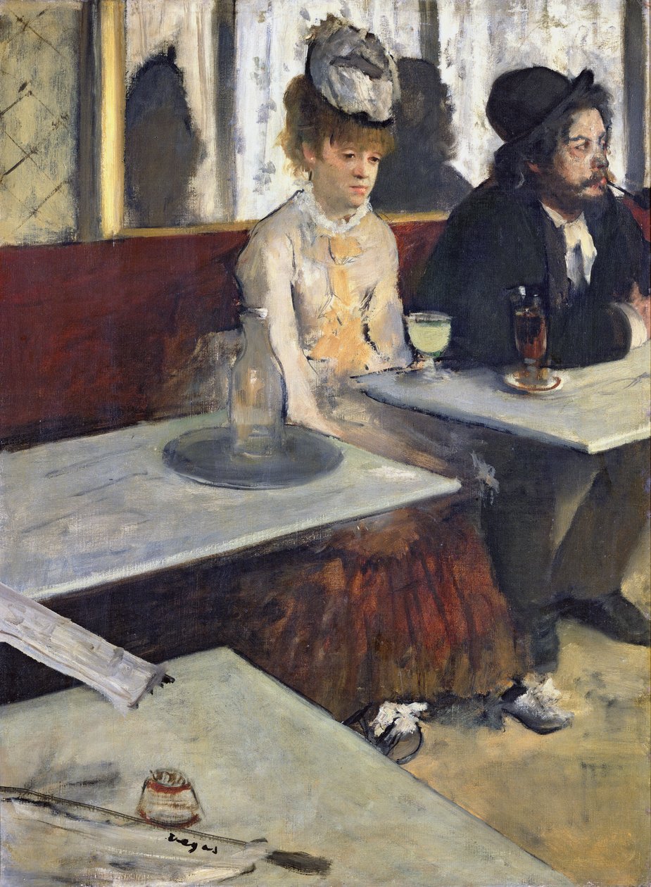 In a Cafe veya The Absinthe, 1875-76 dolayları (tuval üzerine yağlı boya) by Edgar Degas