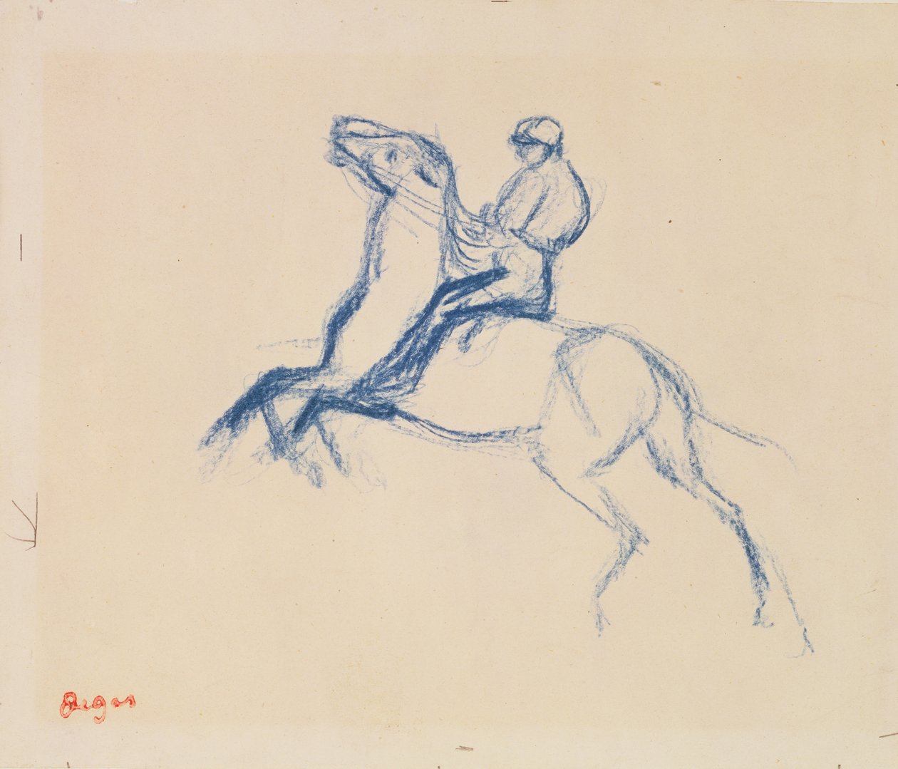 Atlı Jokey (kağıt üzerinde pastel boya) by Edgar Degas