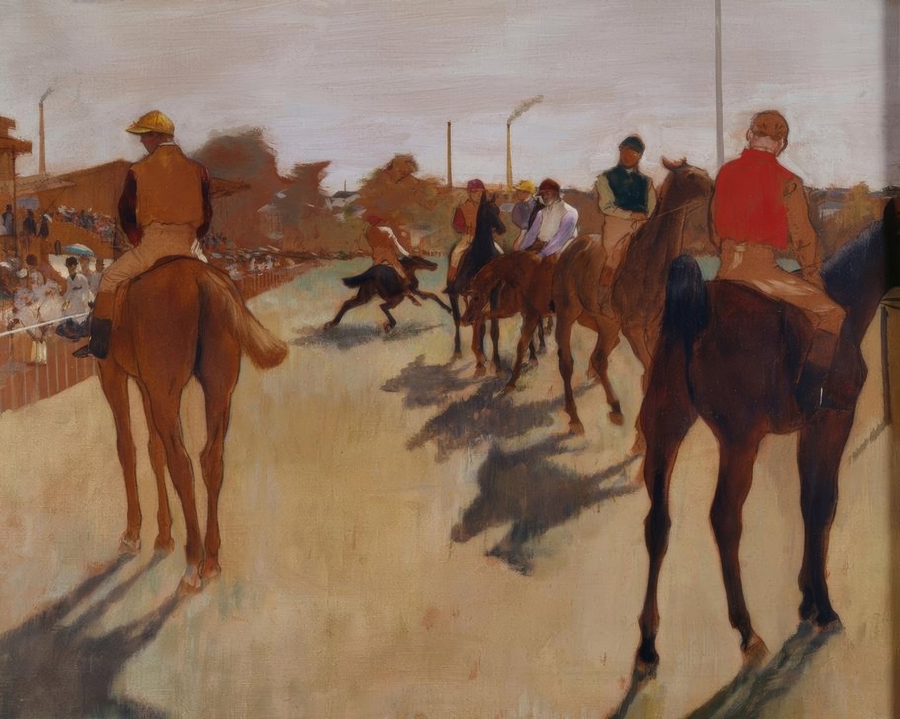 Tribünlerin önünde Yarış Atları olarak da bilinen geçit töreni by Edgar Degas