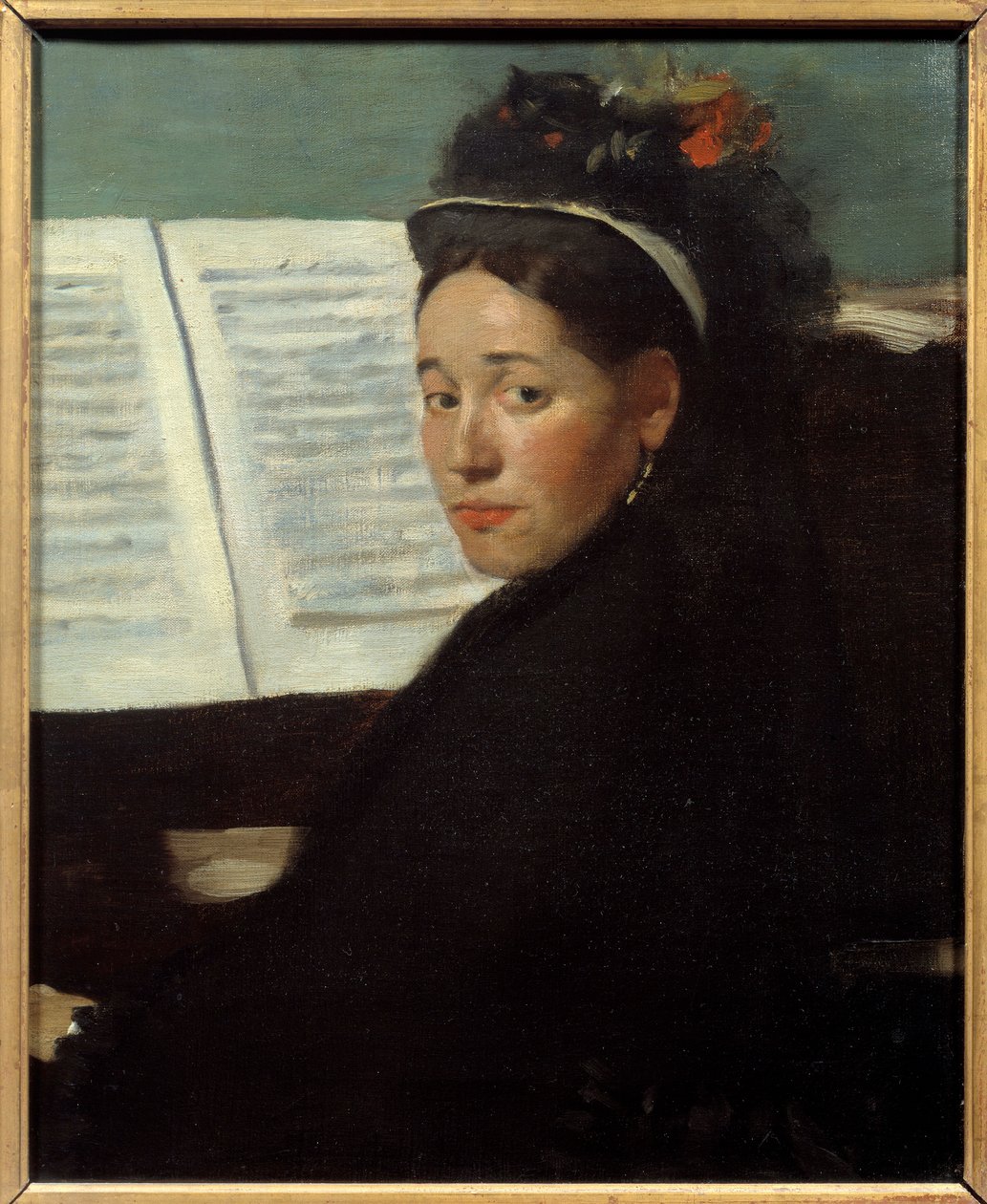 Matmazel Dihau (1843-1935) Konserlerin piyanisti Sütun, piyanoda Resim Edgar Degas (1834-1917) 1869 Güneş. 0,45x0,32 m Paris, Orsay Müzesi by Edgar Degas