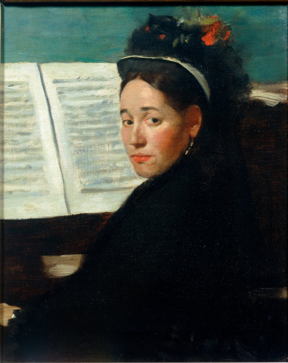 Bayan Dihau piyano başında by Edgar Degas