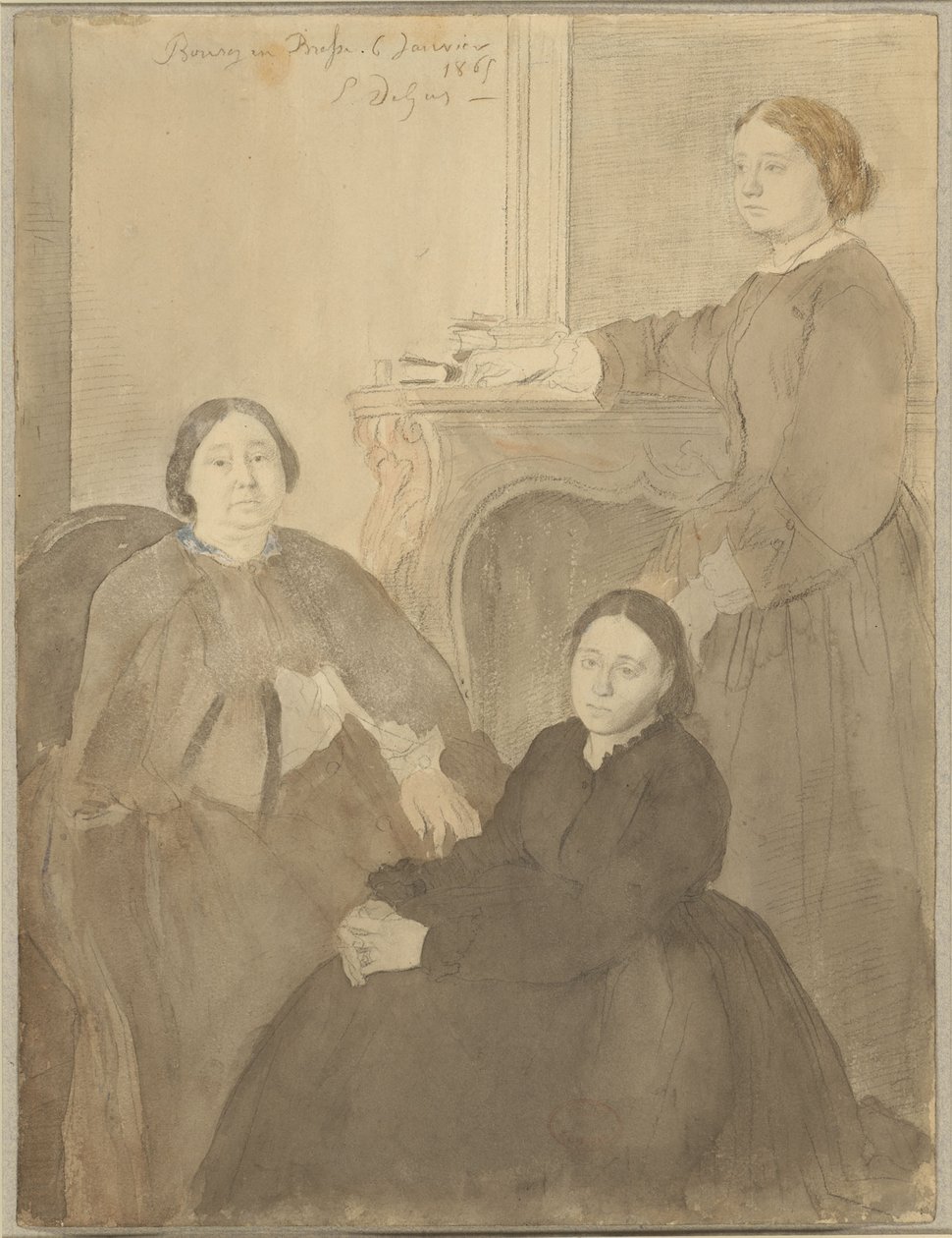 Bayan Michel Musson ve Kızları Estelle ve Désirée by Edgar Degas
