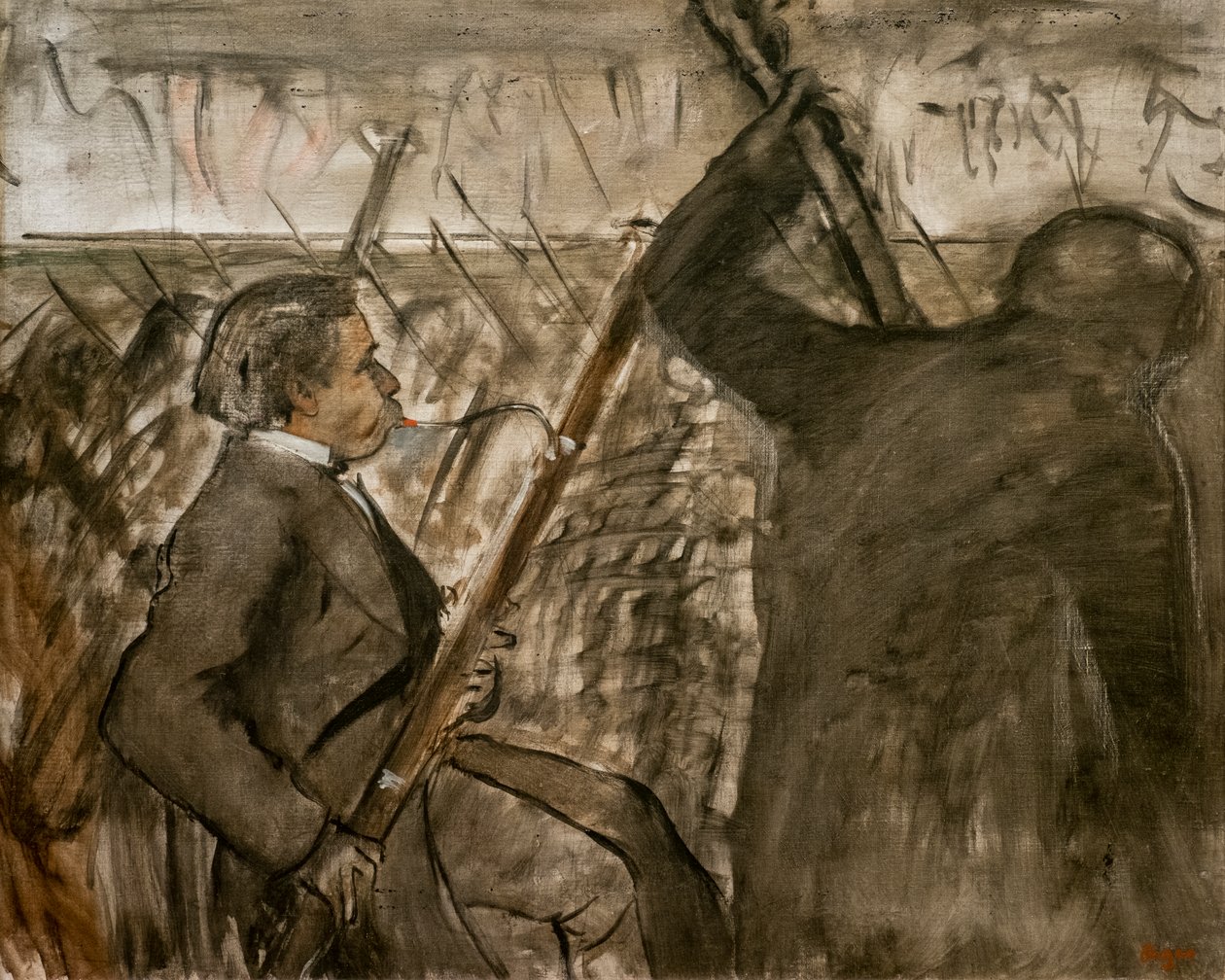 Orkestradaki müzisyenler. 1870 civarı. Tuval üzerine yağlı boya. by Edgar Degas