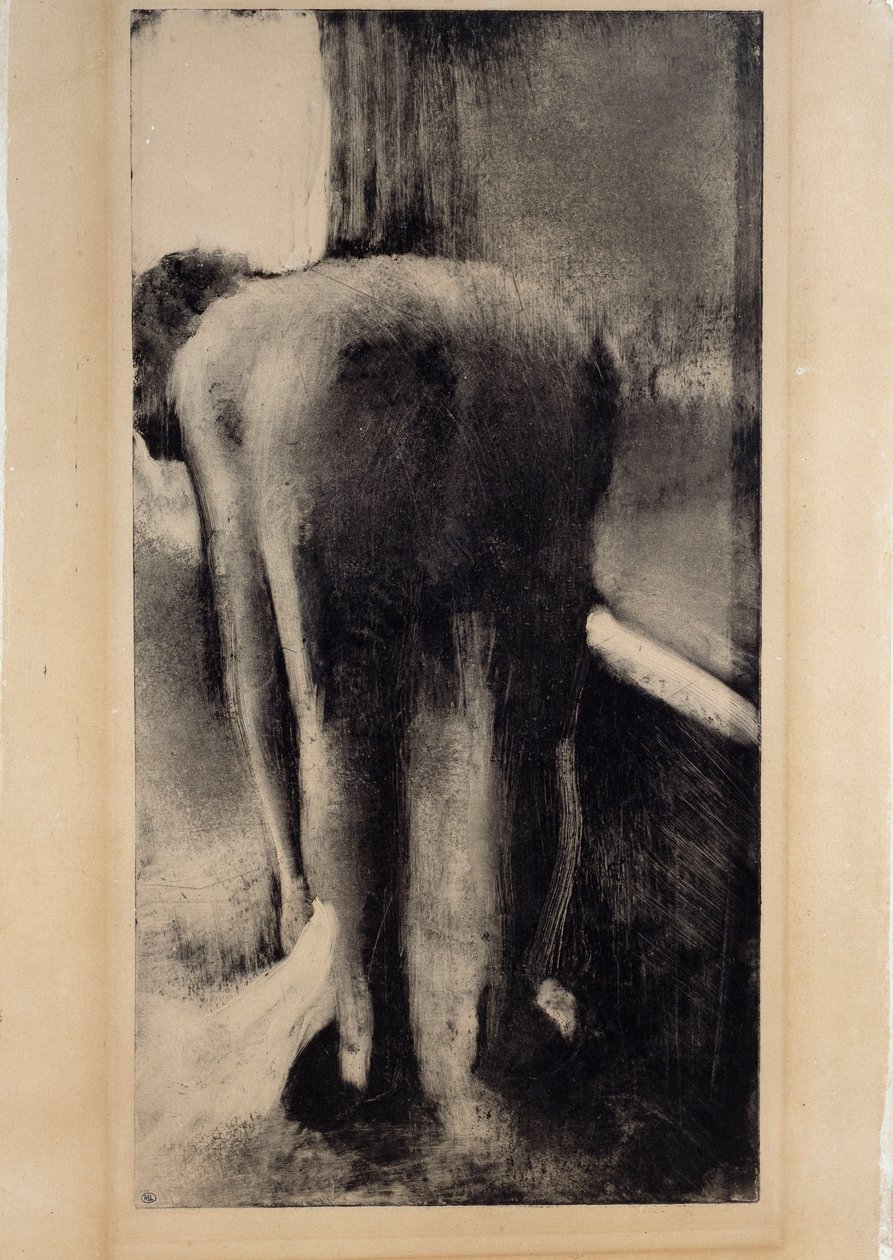 Ayaklarını küvetin yanında sallayan çıplak kadın Siyah mürekkeple Monotype Edgar Degas (1834-1917) 1879-1883 Sun. 0,45 x 0,23 m Paris. Louvre müzesi by Edgar Degas