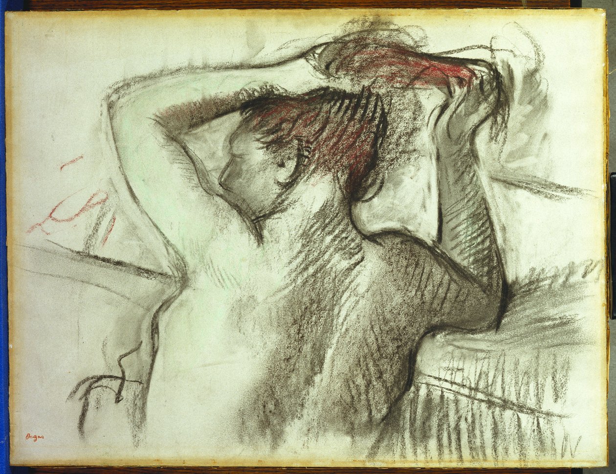 çıplak saçını tarama by Edgar Degas