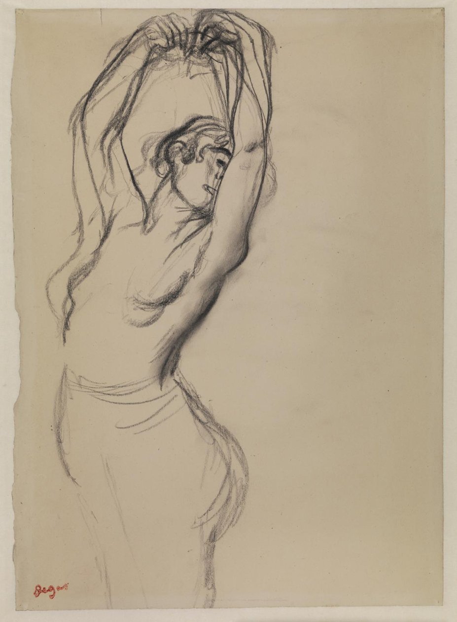 Kollarını Kaldırmış Çıplak Dansçı by Edgar Degas