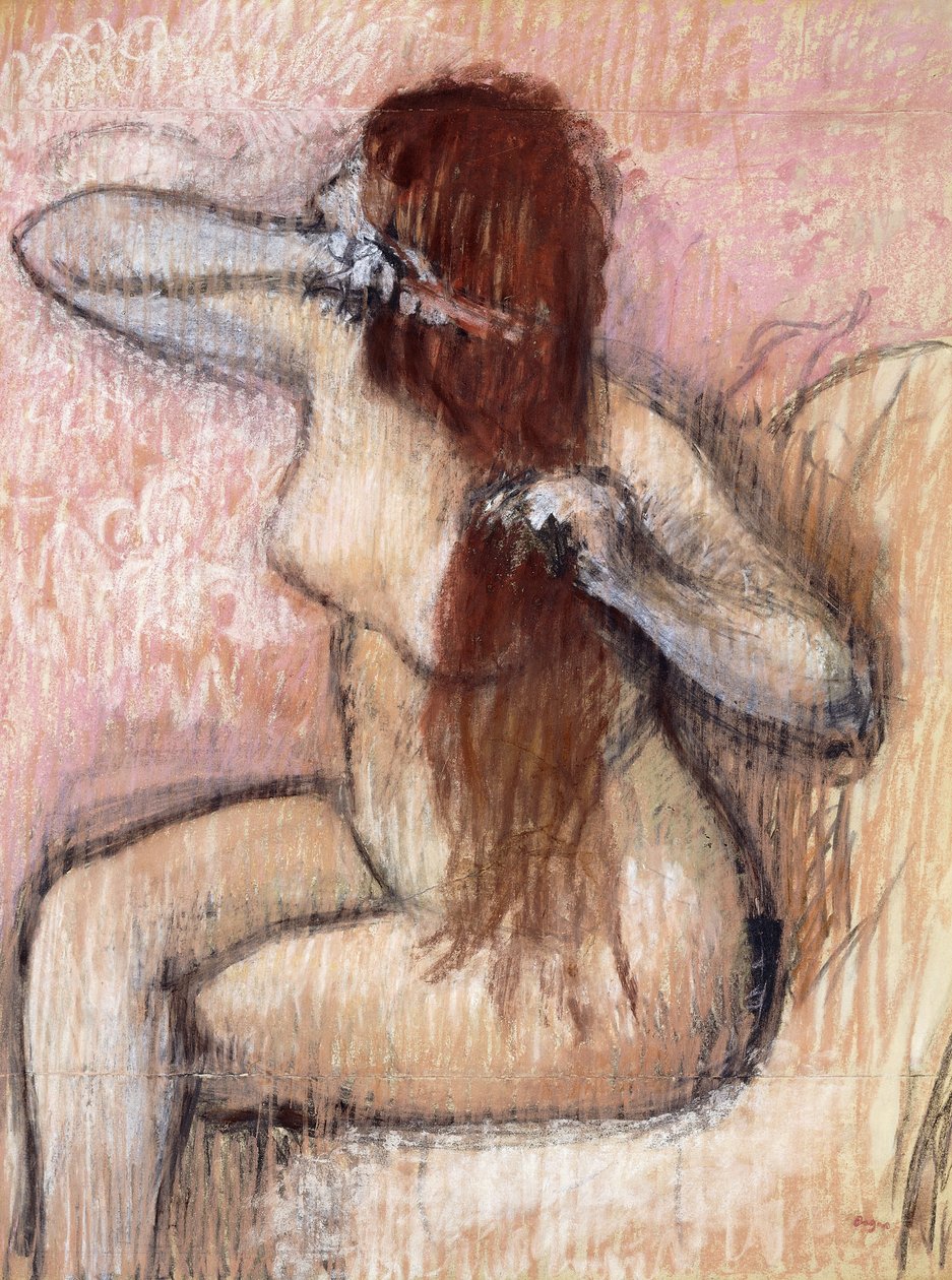 Çıplak Oturan Kadın Saçını Düzenliyor; Femme nu assise, se coiffant, c.1887-1890 by Edgar Degas