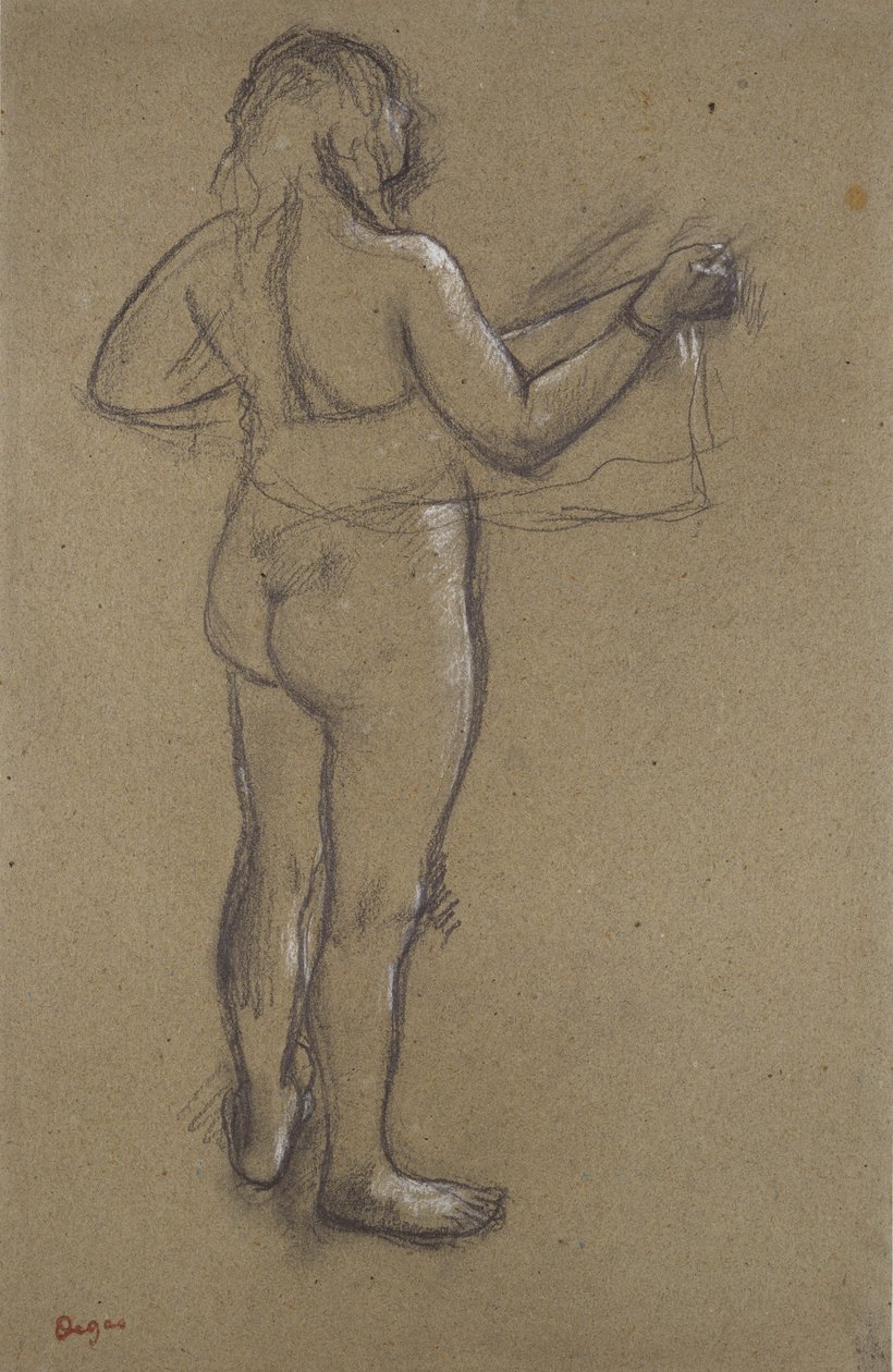 çıplak kadın kendini kurutma by Edgar Degas