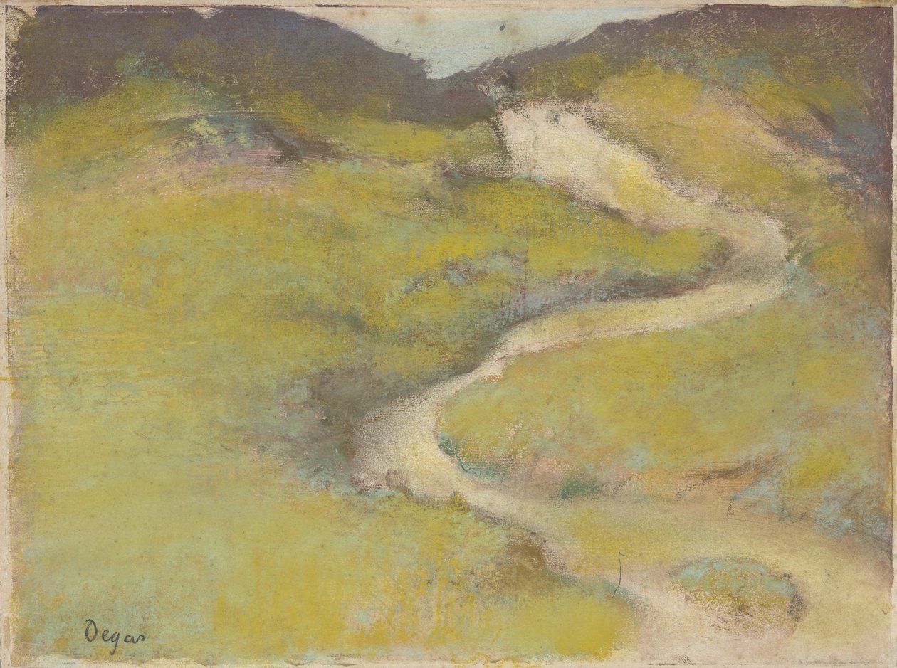 Pathway in a Field, 1890 (yağlarda monotip üzerine pastel) by Edgar Degas