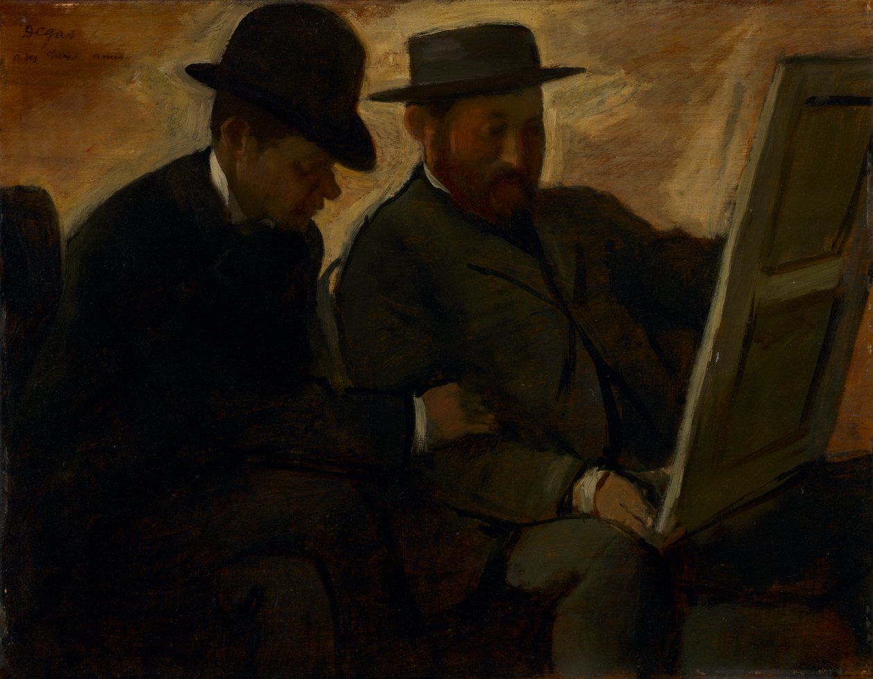 Paul Lafond ve Alphonse Cherfils Bir Tabloyu İnceliyor by Edgar Degas
