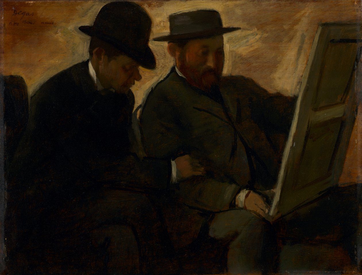 Paul Lafond ve Alphonse Cherfils Bir Tabloyu İnceliyorlar, c.1878-1880 by Edgar Degas
