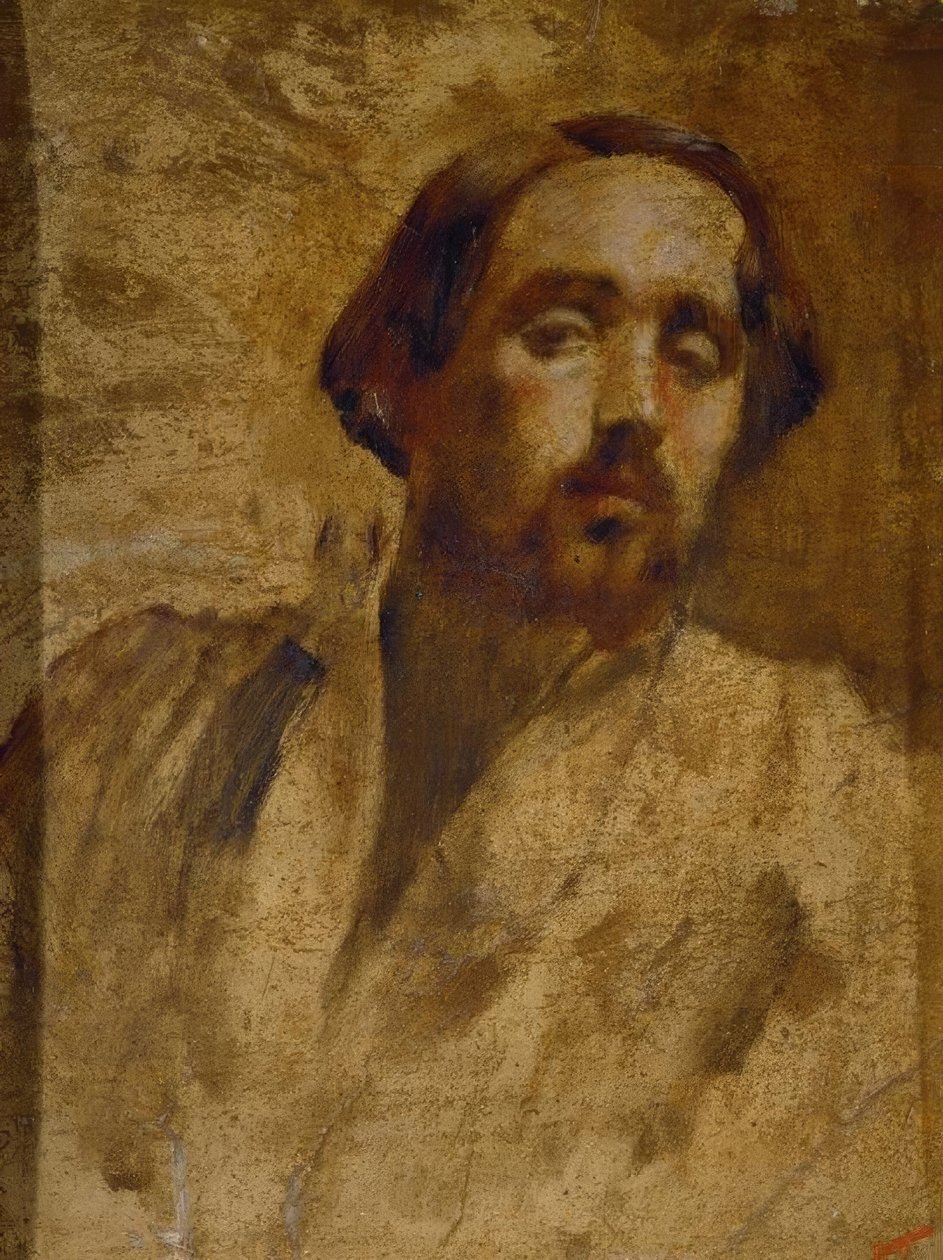 Bir atölye bluzunda sanatçının portresi by Edgar Degas