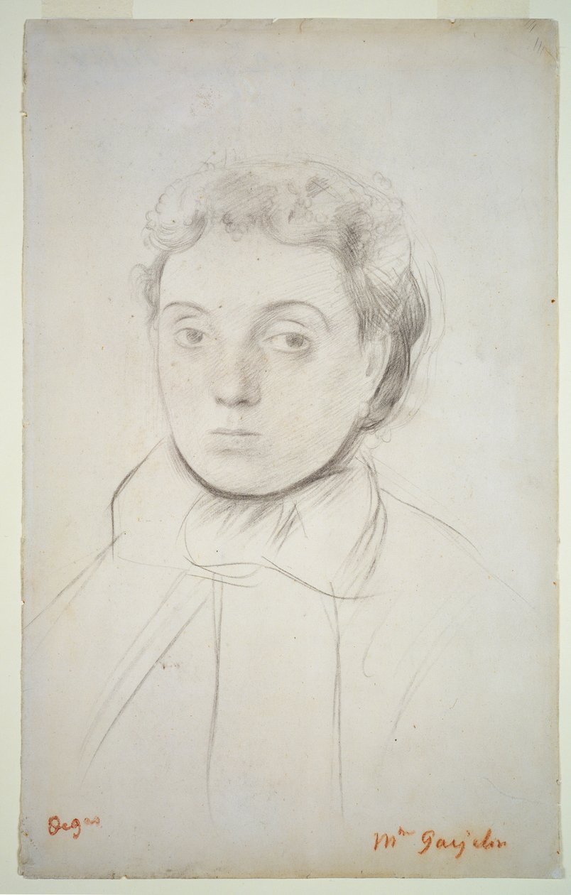 Joséphine Gaujelin#39;in portresi, 1867#39;den önce (kağıt üzerine tebeşir) by Edgar Degas