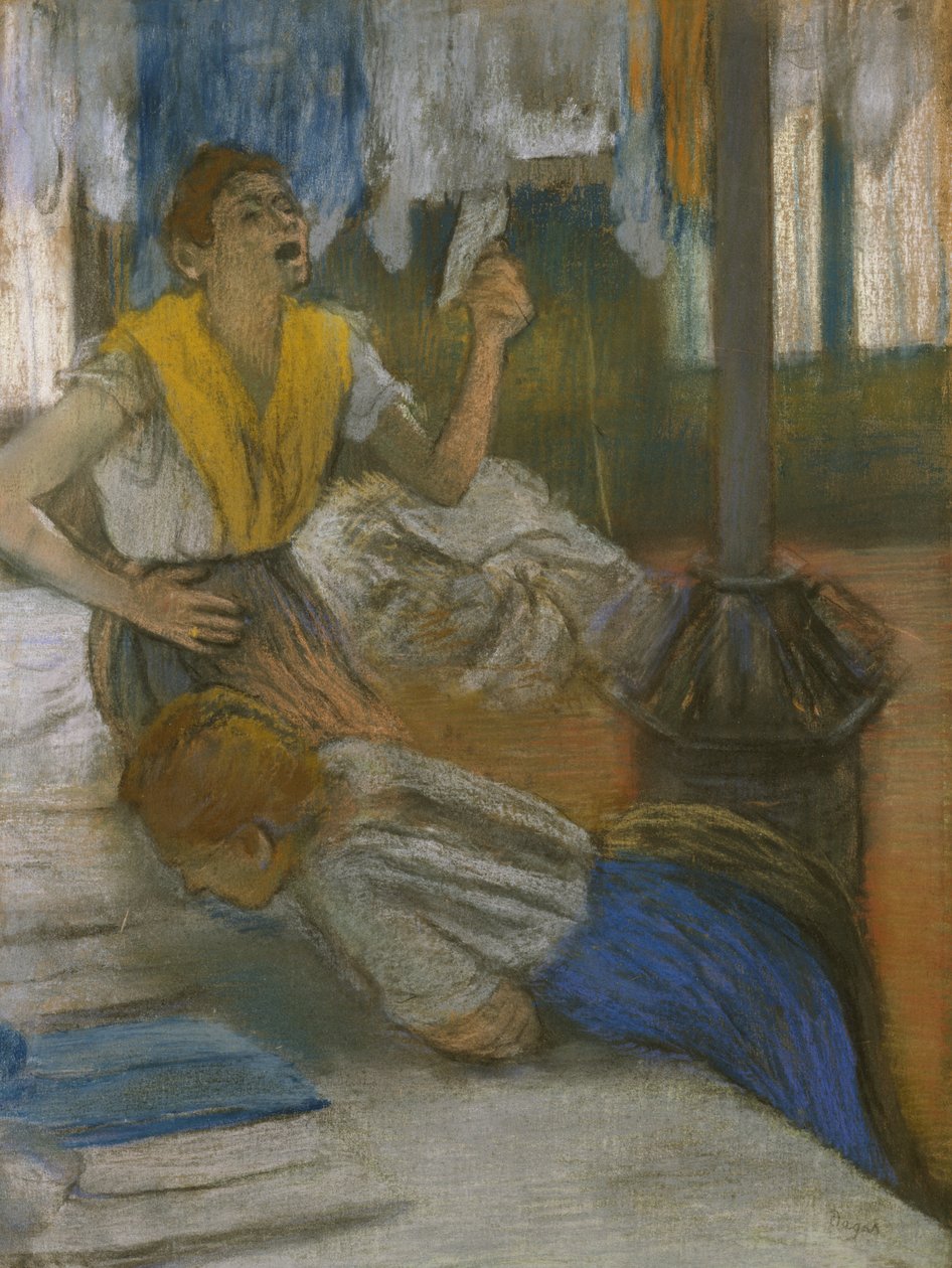 Bir Mektubu Okumak (kağıt üzerine pastel) by Edgar Degas