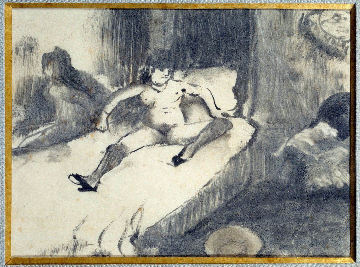 Yatakta Dinlenme Bir genelevde yatağında dinlenen bir fahişe. Edgar Degas