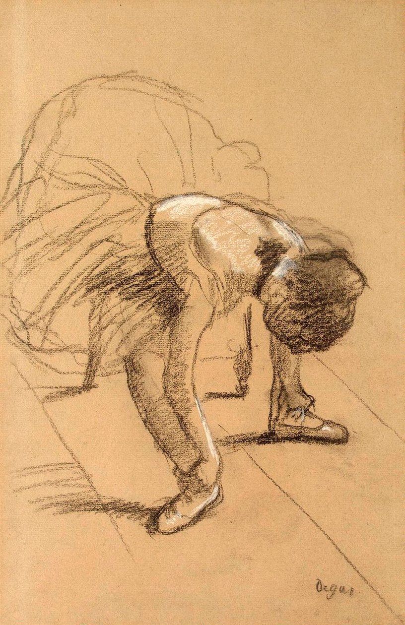 Oturan Dansçı Ayakkabılarını Ayarlıyor, c1876. by Edgar Degas