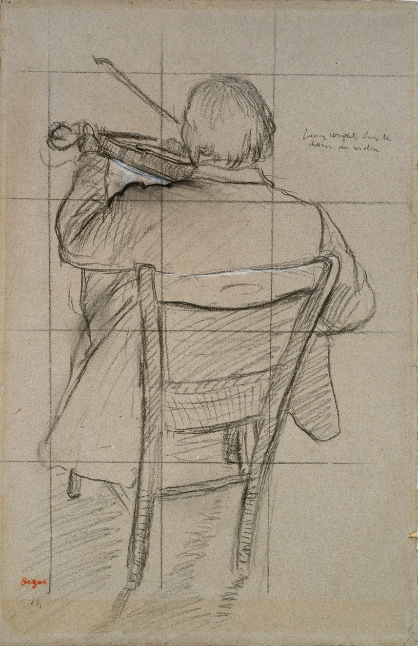 Arkadan görülen Oturan Kemancı, 1875-1876 by Edgar Degas