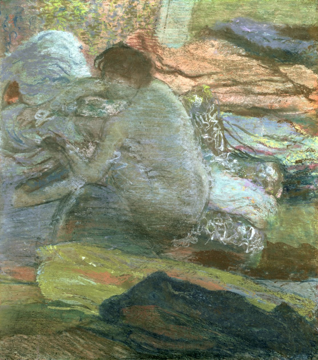 Ayaklarını Kurutan Oturan Kadın, 1893 dolayları by Edgar Degas