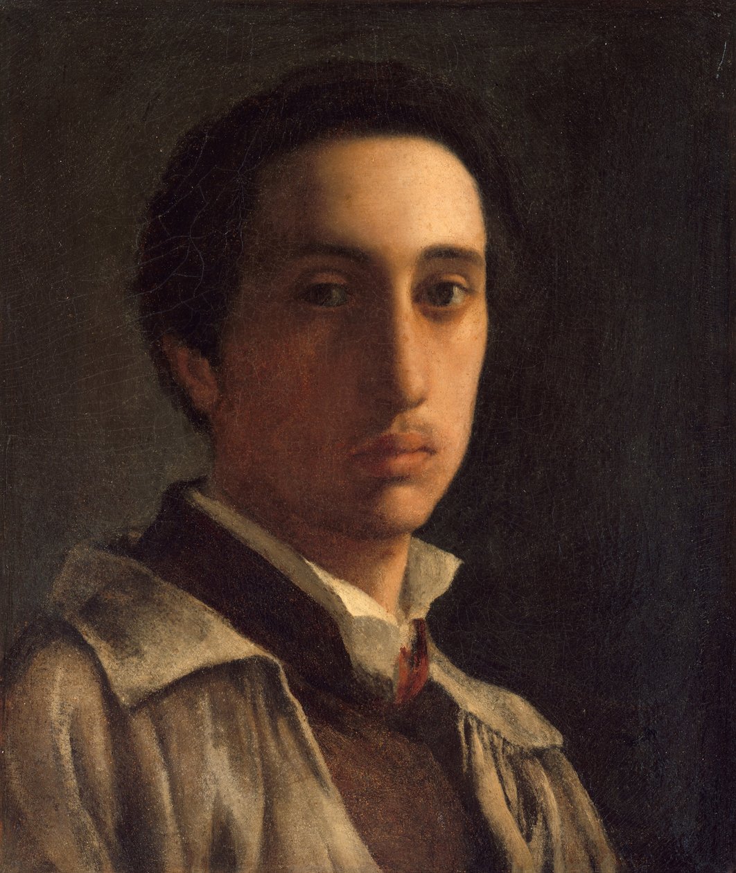 Otoportre, c.1855-56 (kağıt üzerine yağlı boya, tuval üzerine yerleştirilmiş) by Edgar Degas
