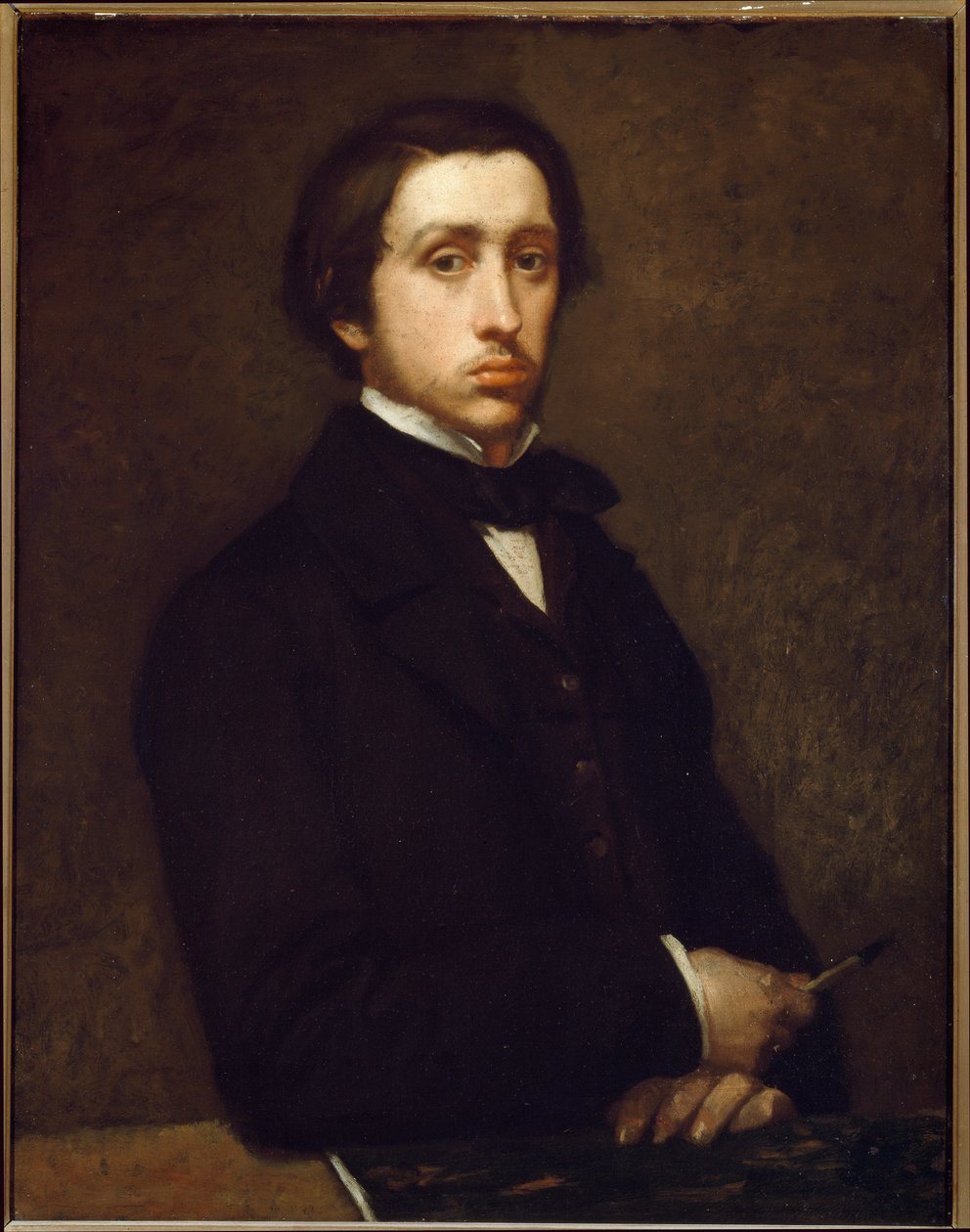 Kömür tutuculu Otoportre veya Degas (tuval üzerine monte edilmiş kağıt üzerine yağlı boya by Edgar Degas