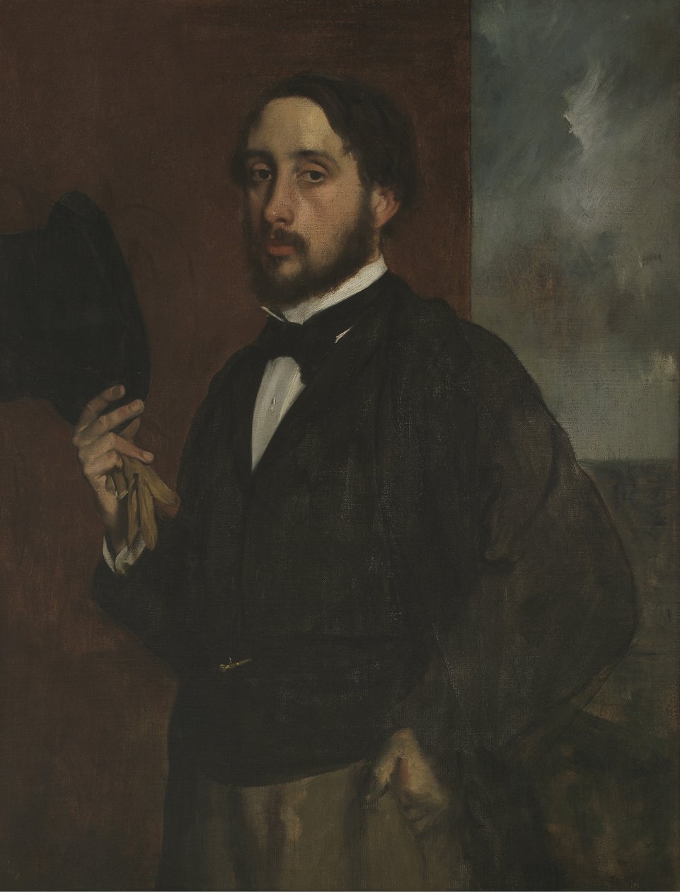 Yükseltilmiş Şapkalı Otoportre, yaklaşık 1863 by Edgar Degas