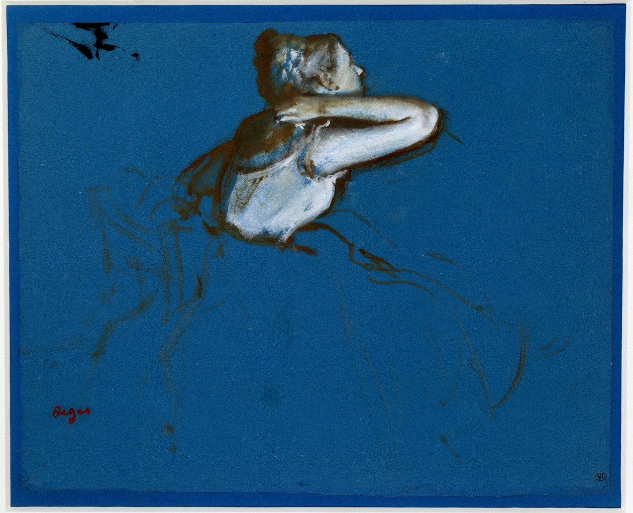 Oturan dansçı, Edgar Degas (1834-1917) 1873 Dim tarafından mavi kağıt üzerinde Essence