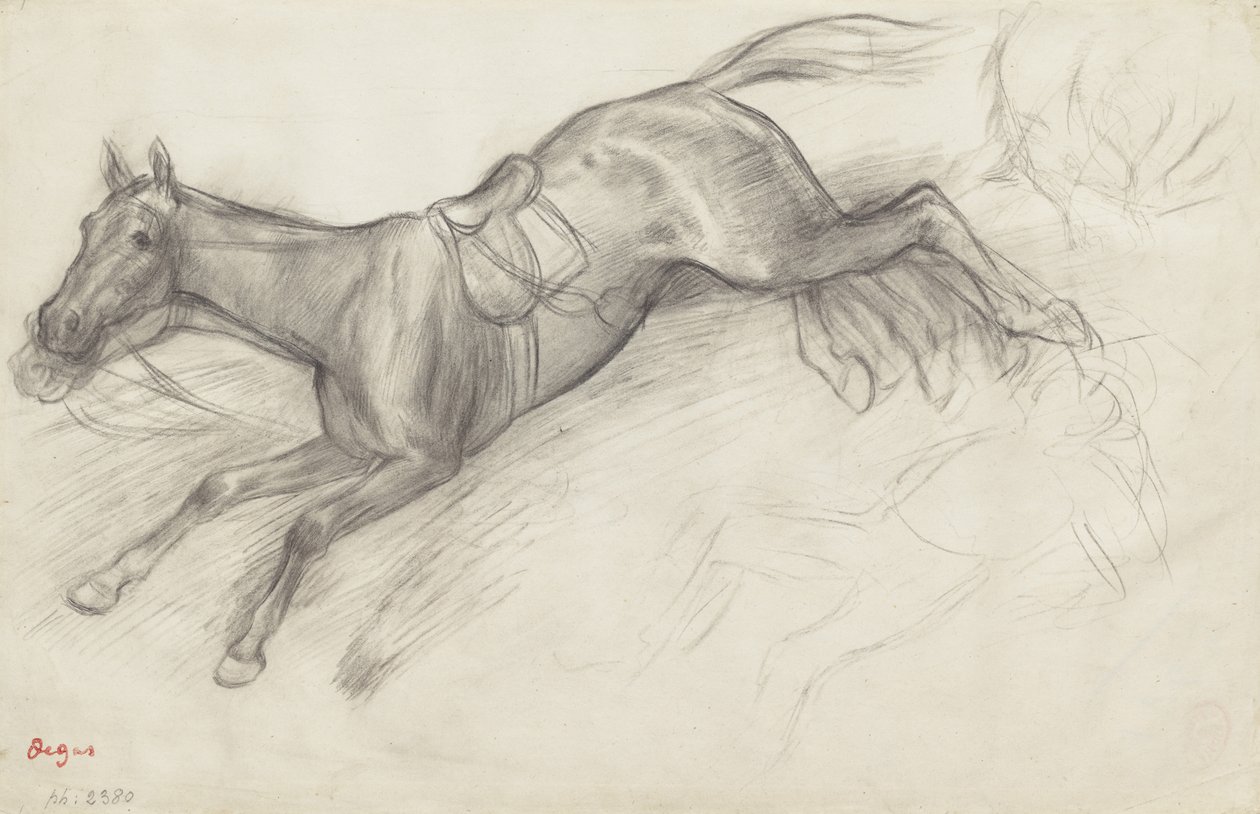 "Engelli Koşudan Sahne: Düşmüş Jokey" Çalışması, 1866 by Edgar Degas