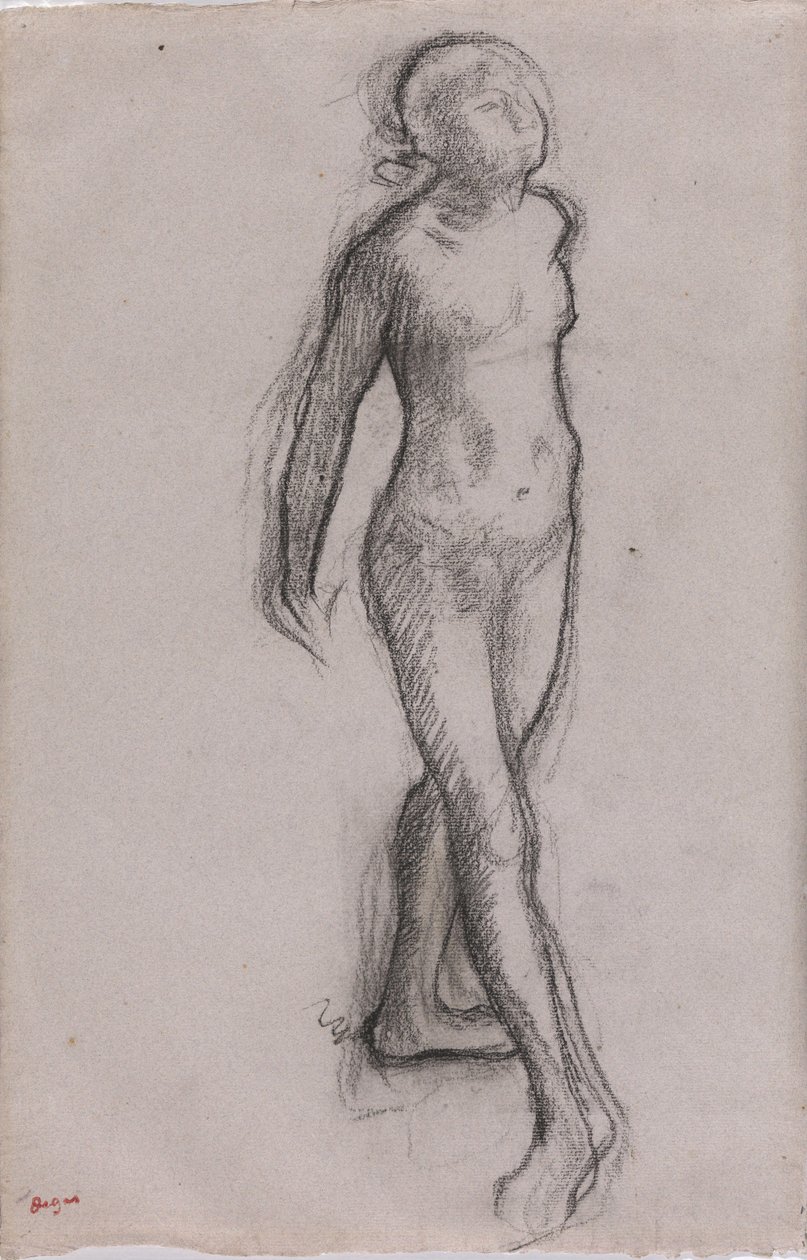 Bir Çıplak Dansçı Çalışması, 1878-79 dolayları (kağıt üzerine kömür ve siyah kalem) by Edgar Degas