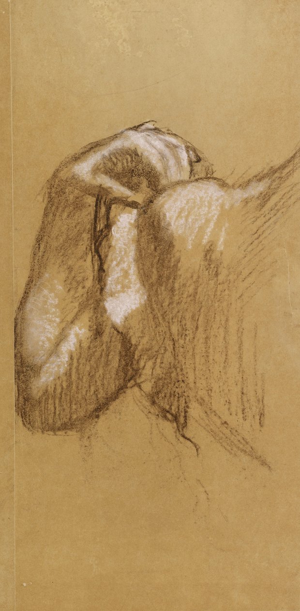 Bir Kol Çalışması, c.1895-90 (kahverengi aydınger kağıdı üzerine kahverengi ve beyaz pastel) by Edgar Degas