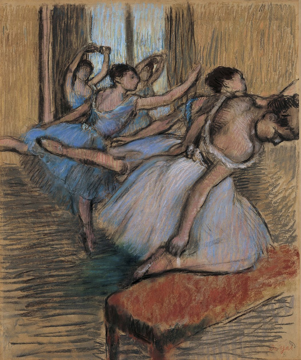 Dansçılar, c.1900 (kağıt üzerinde pastel ve karakalem) by Edgar Degas