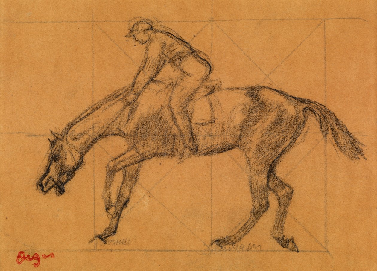Yarışın Sonu, 1882 dolayları (renkli kağıt üzerine tebeşir) by Edgar Degas
