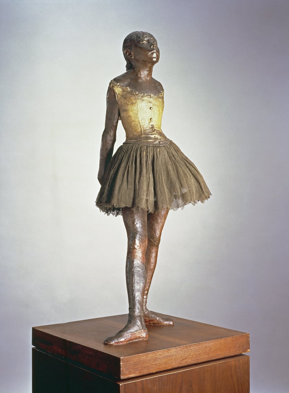 Küçük Dansçı 1921 (çok renkli bronz, saten kurdele ve ahşap) by Edgar Degas