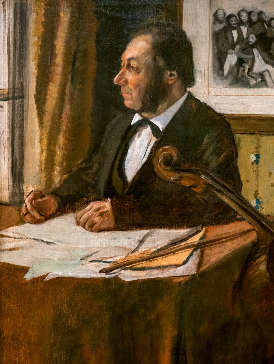 Çellist Louis-Marie Pilet (detay). 1868-1869 civarında. Tuval üzerine yağlıboya. by Edgar Degas