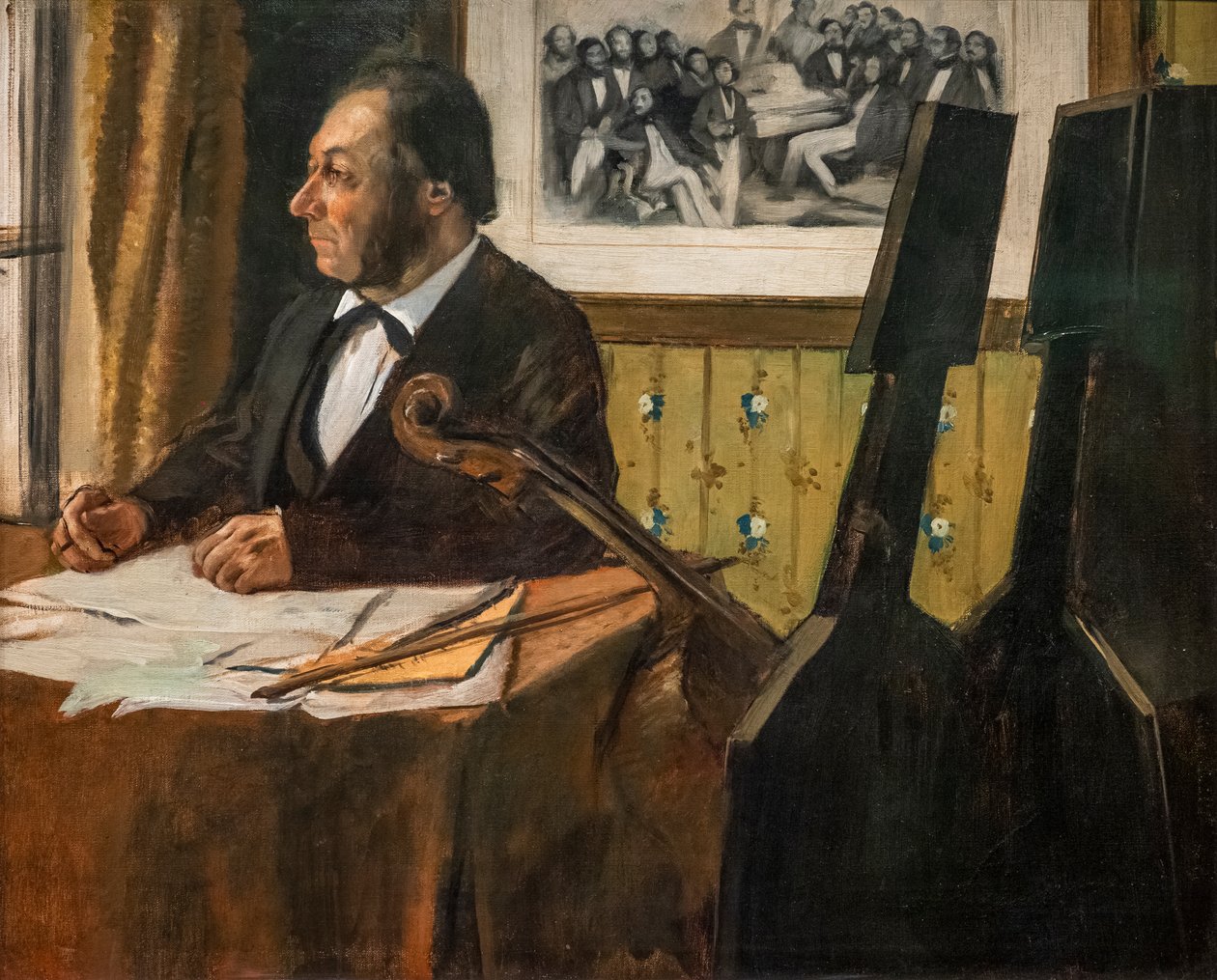 Çellist Louis-Marie Pilet. 1868-1869 civarında. Tuval üzerine yağlıboya. by Edgar Degas