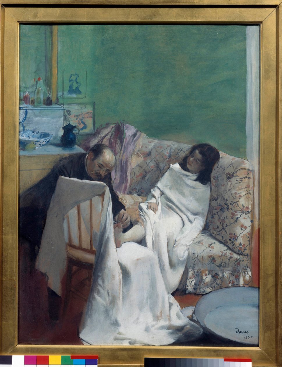 Pedikür Bir doktor genç bir kadının ayaklarını inceler. Edgar Degas
