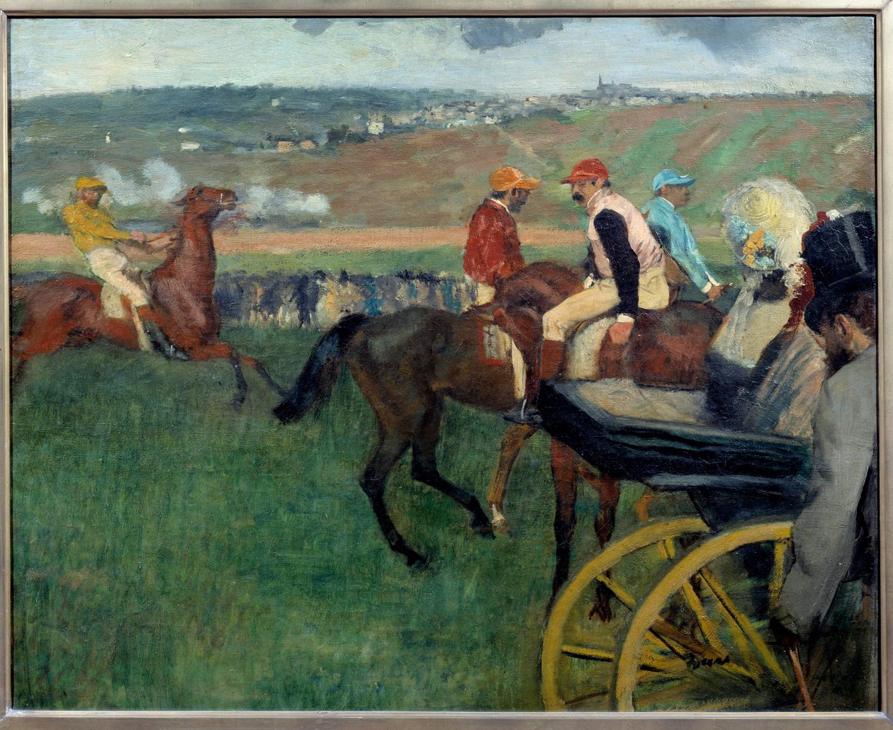 Yarış pisti, bir arabanın yanında amatör jokeyler Resim Edgar Degas (1834-1917) 1876-1887 Sun. 0,66x0,81 m Paris, Musee d