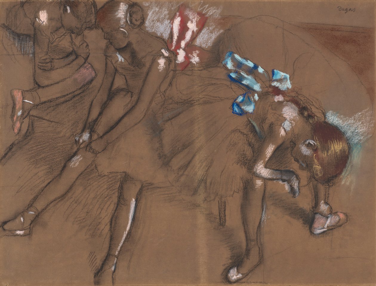 Dinlenen Üç Dansçı, 1880 dolayları by Edgar Degas