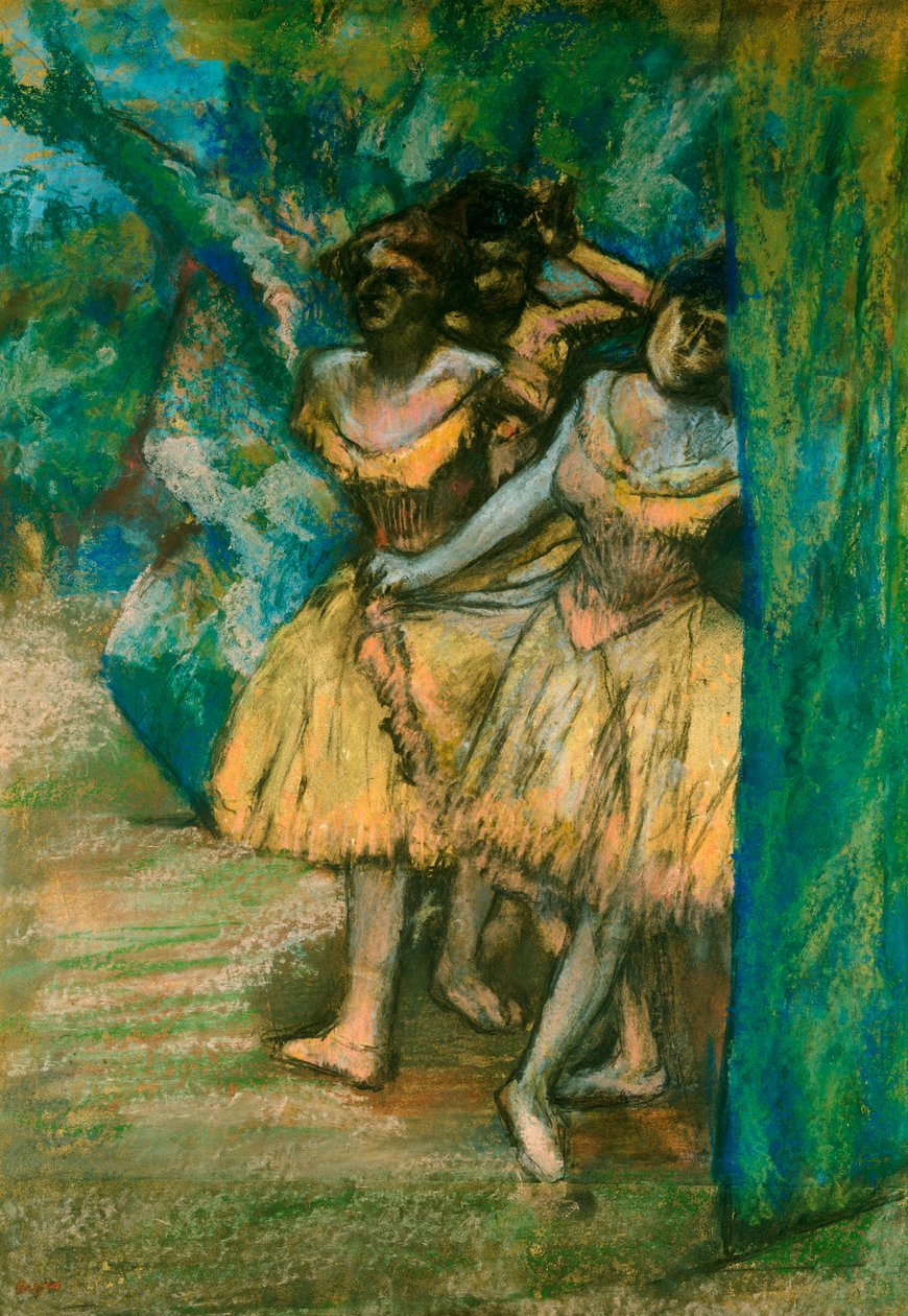 Arka Planda Ağaçlar ve Kayalar Olan Üç Dansçı, 1904-06 by Edgar Degas